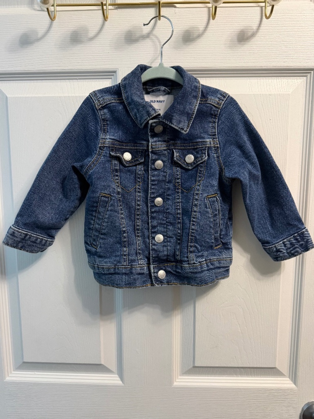 Old Navy Kids Unisex Dark Wash Denim Jacket - 18-24 M